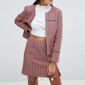 ASOS Tweed Crop Jacket & Mini Skirt Set